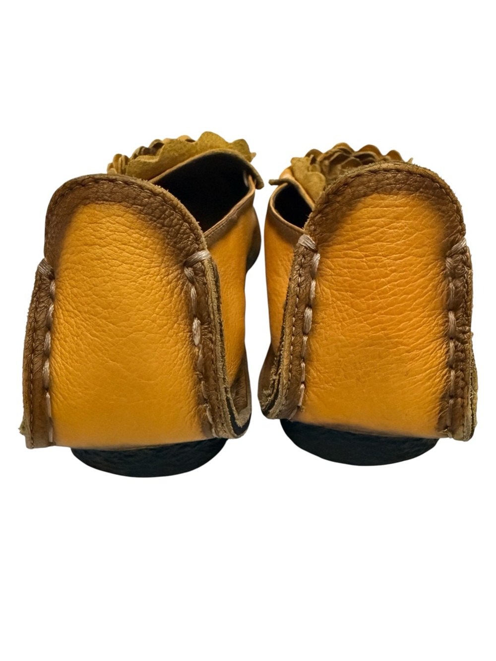 L'ARTISTE Women's Mustard Yellow Leather Floral Slip-On Loafers - Picture 4 of 6